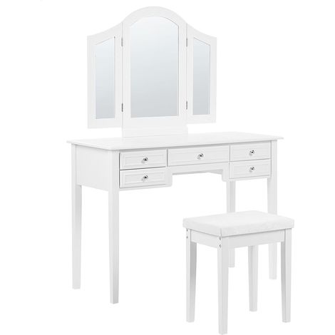 Dressing Table with Mirror and Stool LUMIERE White (1/5)