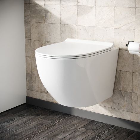 Declan Rimless Wall Hung Toilet Pan + Soft Close Toilet Seat (1/5)