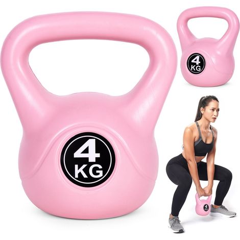 Kettlebell 4 kg for exercise, dumbbell, weight ball, fitness load, pink, ModernHome (1/5)