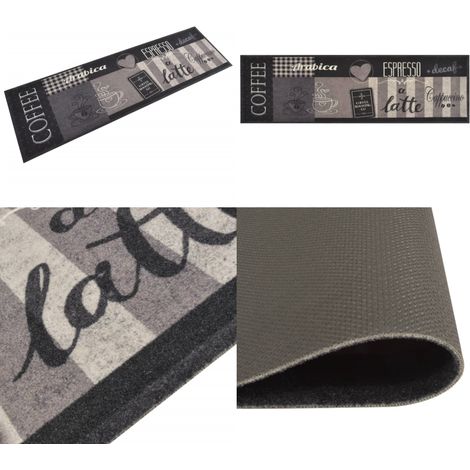 Küchenteppich Waschbar Coffee Schwarz 45x150 cm Samt - Küchenläufer - Samt - Teppich - Fussmatte - Wohnzimmer - Home & Living (1/5)