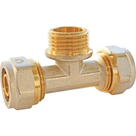 Raccordo a T con filettatura esterna per tubi multistrato di diametro 16 mm – filettatura esterna 15/21 (1/2") (1/5)