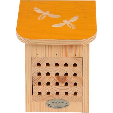 Maison à abeilles, avec toit coloré avec silhouette abeilles. - animallparadise