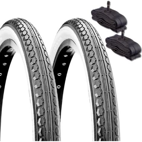 2 COPERTONI CST 16 X 1.75 (47-305) + 2 CAMERE D'ARIA AMERICA SCHRADER PNEUMATICI BIANCO NERI PER CITY BIKE BICI BAMBINO GRAZIELLA