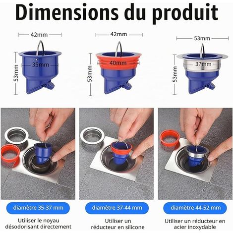 Clapet Filtre Douche, 35-52mm Bouchon Douche Siphon de Sol de Salle de Bain, Bonde Douche pour Douche (1/2)