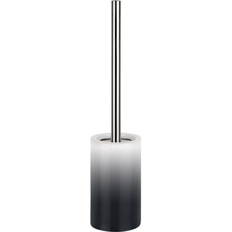 Brosse WC Porte-Balai Toilette Pot à Balai Tube Ensemble WC à Poser en Céramique et Acier Inoxydable Gris/Blanc