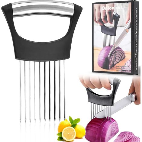 Onion Holder Slicer, 1 Piece Stainless Steel Onion Holder, Onion Holder Slicer Food Slicer Manual Onion Cutter for Meat, Onions, Potatoes, Tomatoes, Lemons (1/5)