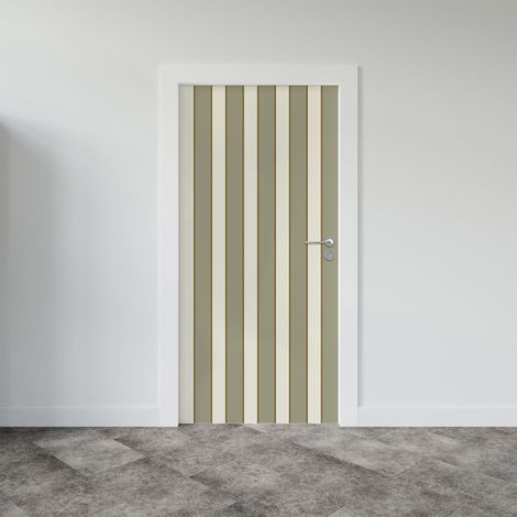 Sticker porte, rayures tendance Vintage Kaki, 204 cm X 60 cm (1/5)