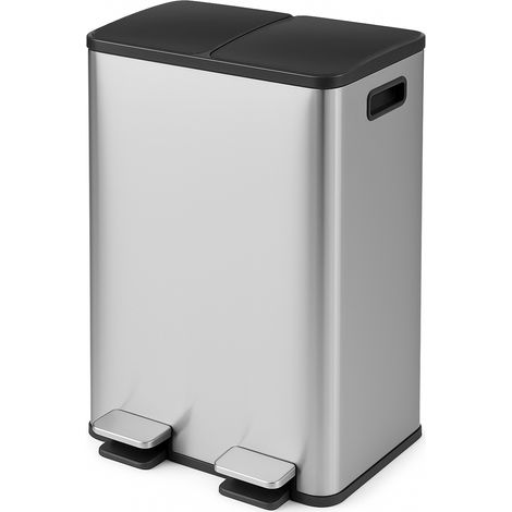 Toque 60L Pedal Bin Stainless Steel Kitchen Trash Waste Can Recycling Dustbin (1/5)