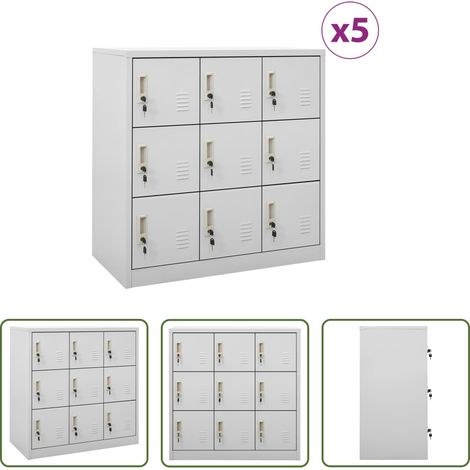 Rangement bureau - Armoires à casiers 5 pcs Gris clair 90x45x92,5 cm Acier (1/5)