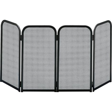 Parascintille acciaio nero 4 ante camino h.48x105 cm.  Made in Italy