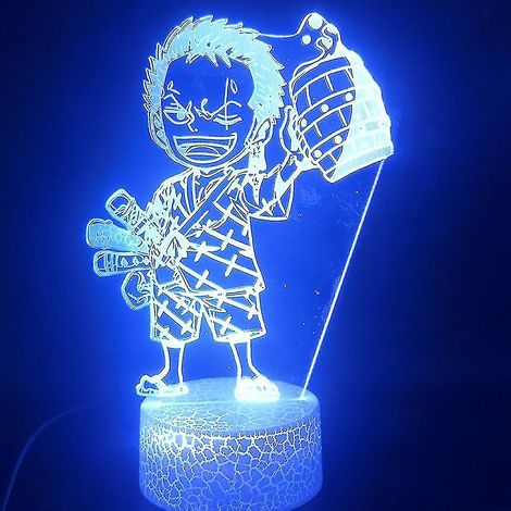 Lampe de chevet LED 3D One Piece Zoro Ă changement de couleur (1/2)