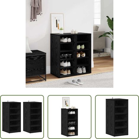 vidaXL Meuble de rangement - Cabinet à chaussures 2 pcs Chêne noir 32 x 35 x 70 cm (1/5)