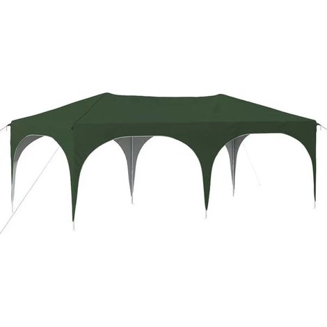 Tente de réception portable verte, dimensions : 575 x 288 x 245 cm, en tissu Oxford. (1/5)