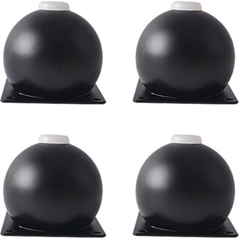Set of 4 round metal sofa legs, screw-in furniture legs, high load capacity, bed legs, hardware risers (black, large) (1/5)