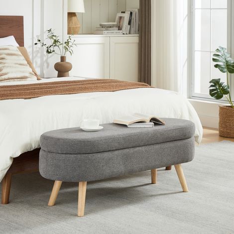 Panca contenitore 110 x 40 x 42 cm grigia, seduta capitonnata, ciniglia, struttura MDF MEUBLIV (1/5)