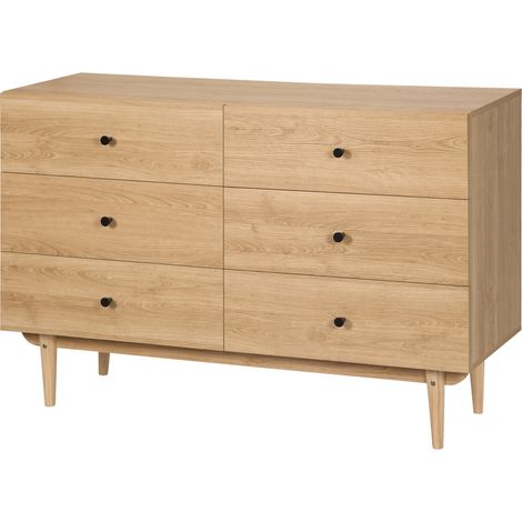 Kommode mit 6 Schubladen, Massivholz, 120 x 40 x 80 cm