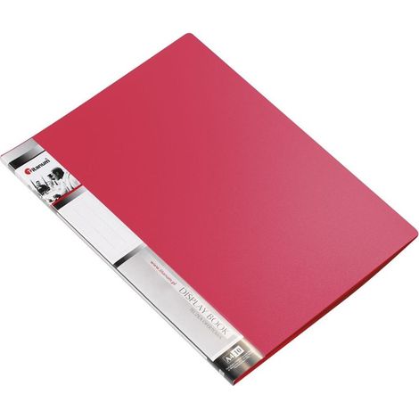 Carpeta de presentación A4 con 10 bolsillos, color rojo.