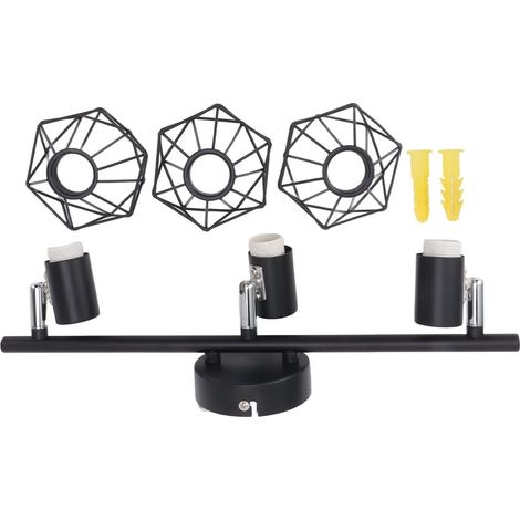 Kit Track Luminaire Noir Mat avec 3 Rotatifs Lampes E14 Modern Design Pour Salon Bureau Decoration