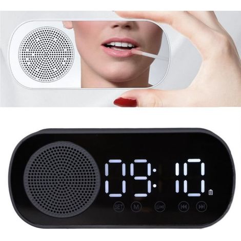 Réveil numérique - - Radio-réveil FM - Bluetooth 5.0 - Batterie 1600mAh - Miroir (1/4)