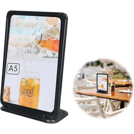 PA A5-Tischständer, transparenter A5-Ständer, T-förmiger Posterhalter, vertikaler A5-Menühalter für Hotels, Restaurants, Schulen, Büros, A5-Ständer für Werbebroschüren, Menüs, 1 Stück (1/4)