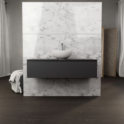 Inda - Mobile bagno L.120 con lavabo in appoggio / Nero opaco 1