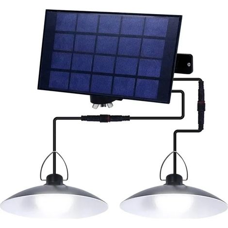 Lampes solaires suspendues extérieur, suspension industrielle jardin/garage/balcon, blanc, 1 module = 2 lampes YYV (1/4)