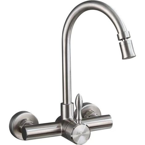 Robinet de cuisine en acier inoxydable 304, robinet d'eau chaude et froide, rotation à 360 degrés.