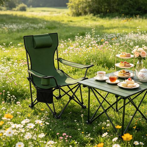 Klappbarer, ergonomischer und leichter Stuhl – Angelstuhl mit teleskopischem Fußstützen, ideal für Wandern, Camping und Entspannung im Freien