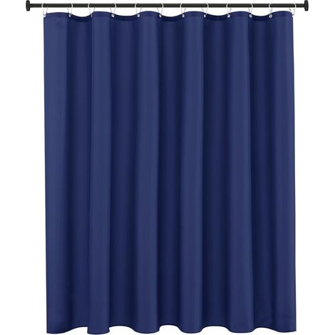 Duschvorhang 183 x 183 cm, wasserdichtes Polyester, marineblau, rostfreie Ösen, beschwerter Boden für Badezimmer (1/5)