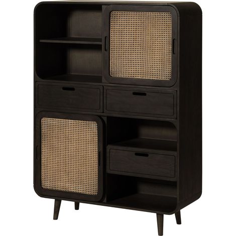 Highboard Mango dunkelgrau lackiert 110x40x150 cm teilmontiert VALENCIA 210 (1/4)