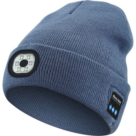 Bonnet tricoté Bluetooth Musique LED pour Homme avec Phare, Bonnet Homme/Femme, Cadeau de Noël, Cadeau pour Papa (1/4)