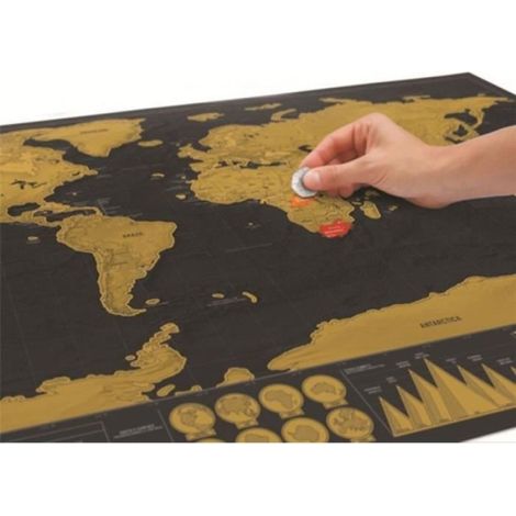 Affiche Gratter Carte du Monde - Deluxe Edition - Noir et Doré - 82.5x59.4cm - Décoration Murale - Voyage (1/4)