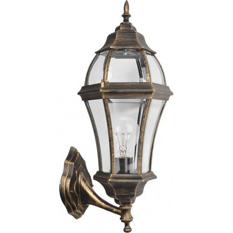 FAB 149661016  Aplique Exterior Aluminio Becrux 1xe27 Neg/oro  Ip44 59,5x25x26 Cm