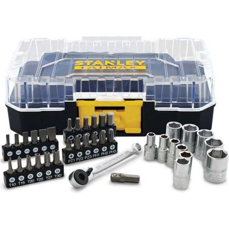 Stanley FMMT19101-0, set de 36 piezas de puntas para destornillador, incluye Hexagonal, Phillips, Pozidriv, Ranura, Torx, PH 1, PH 2, PH 3, tamaños 3-8 mm y T10-T30