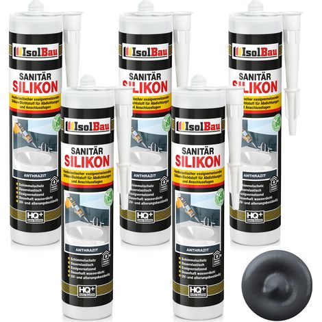 IsolBau Silicone Sanitario Antracite Sanitär Silikon 5 x 300ml (1/5)
