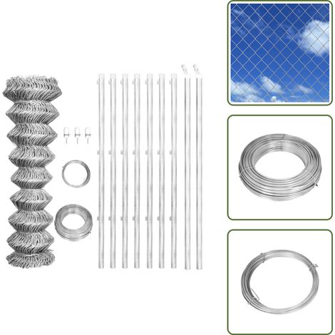 Recinzione patio - vidaXL Recinzione in Rete con Pali in Acciaio Zincato 15x1 m Argento - Recinzione in acciaio zincato
