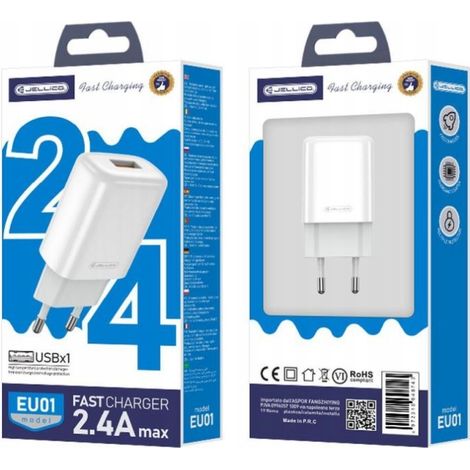 Cargador de CA JELLICO EU01 2.4A 12W 1xUSB Blanco (1/2)