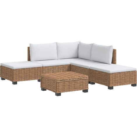 6 Stk. Rattan-Lounge-Set mit Kissen GENDT Naturrattan Natur vidaXL (1/5)