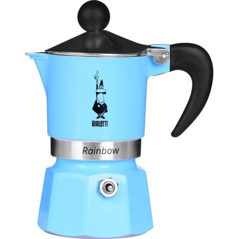 Bialetti Rainbow Cafetera Italiana Espresso, 1 Taza, Aluminio, Azul (1/4)