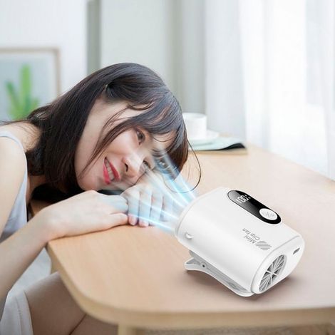 Ventilateur portable compact avec pince pour ceinture – Silencieux, puissant et léger, idéal pour voyages, extérieur et bureau – Blanc