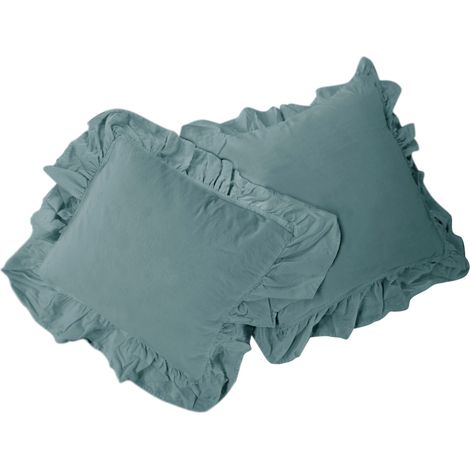 Kissenbezüge 40x40 mit Rüschen, blau, 2er-Set (1/5)