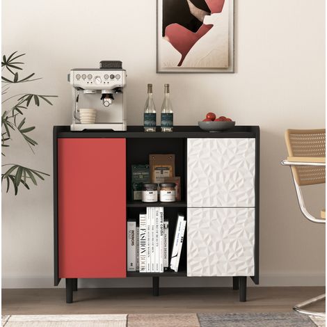 mobile contenitore 90x40 con cassetti nero rosso OKMYHOME (1/5)