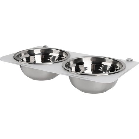 Gamelle surélevée pour chien - Acier inoxydable 0,8L - Réglable en hauteur - Design mural transparent (1/4)