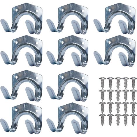 Metall-Aufbewahrungshaken, Werkzeughalter aus Stahlblech, U-förmiges, doppelwandmontiertes Garten-Werkzeugregal aus Stahl für Garage, Schuppen, Lagerhaus, Bauernhof, Werkbank (10 Stück) (1/5)