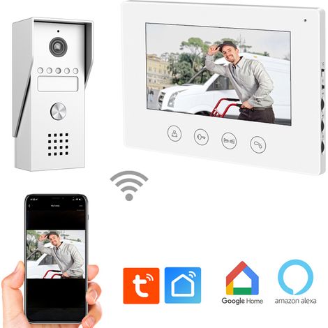 Portier vidéo filaire connecté WiFi 2 fils – Écran tactile 7” – Assistant vocal Alexa/Google Home – Vision nocturne (1/5)
