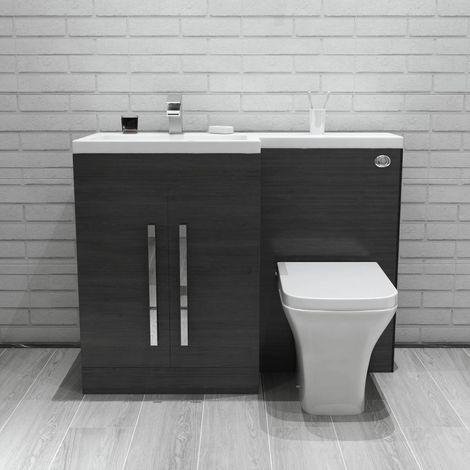 Calm Grey LH Combination Vanity Basin Unit Set & Toilet Cistern (1/5)