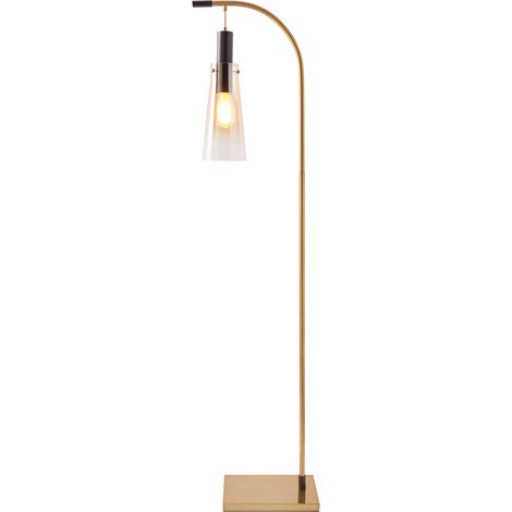 Visconte Atrani Floor Lamp With Champagne Tinted Glass Shade - Brass, Black (1/3)