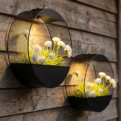 Applique solare Pianta da esterno luce LED colore solido metallo D 25 cm, set di 2