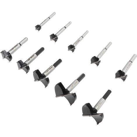 Jeu de 10 forets Forstner carbure de tungstène, perçage précis bois, fibre, plastique, coupe nette, outillage menuiserie professionnel (1/5)