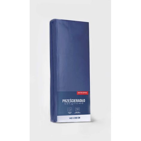 Drap-housse en satin 140x200 cm, microfibre bleu marine (1/4)
